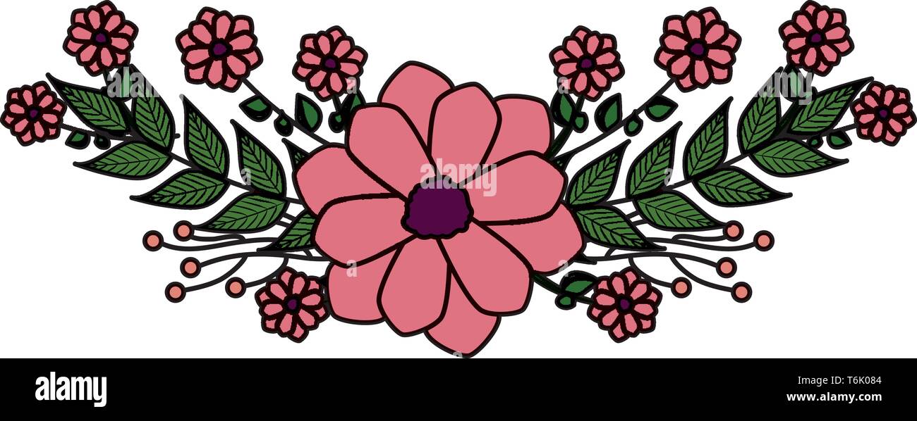 beautiful flower with leafs crown Stock Vector Image & Art - Alamy
