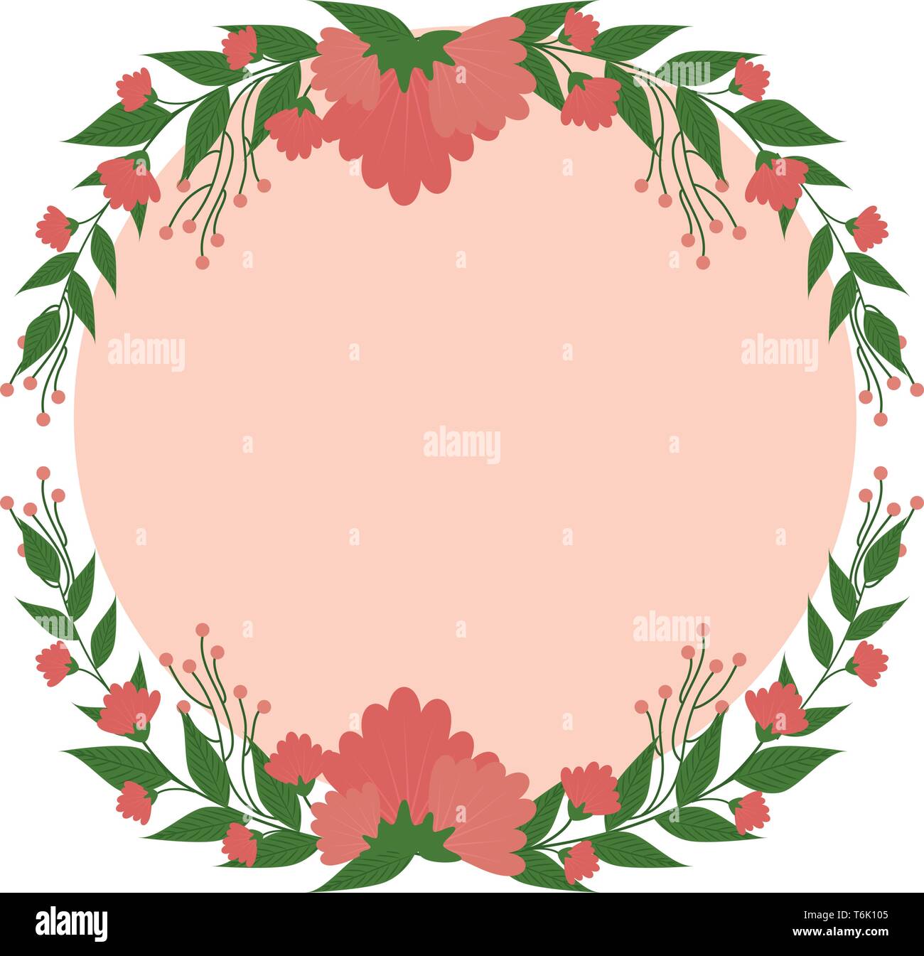 beautiful roses with leafs circular frame Stock Vector Image & Art - Alamy