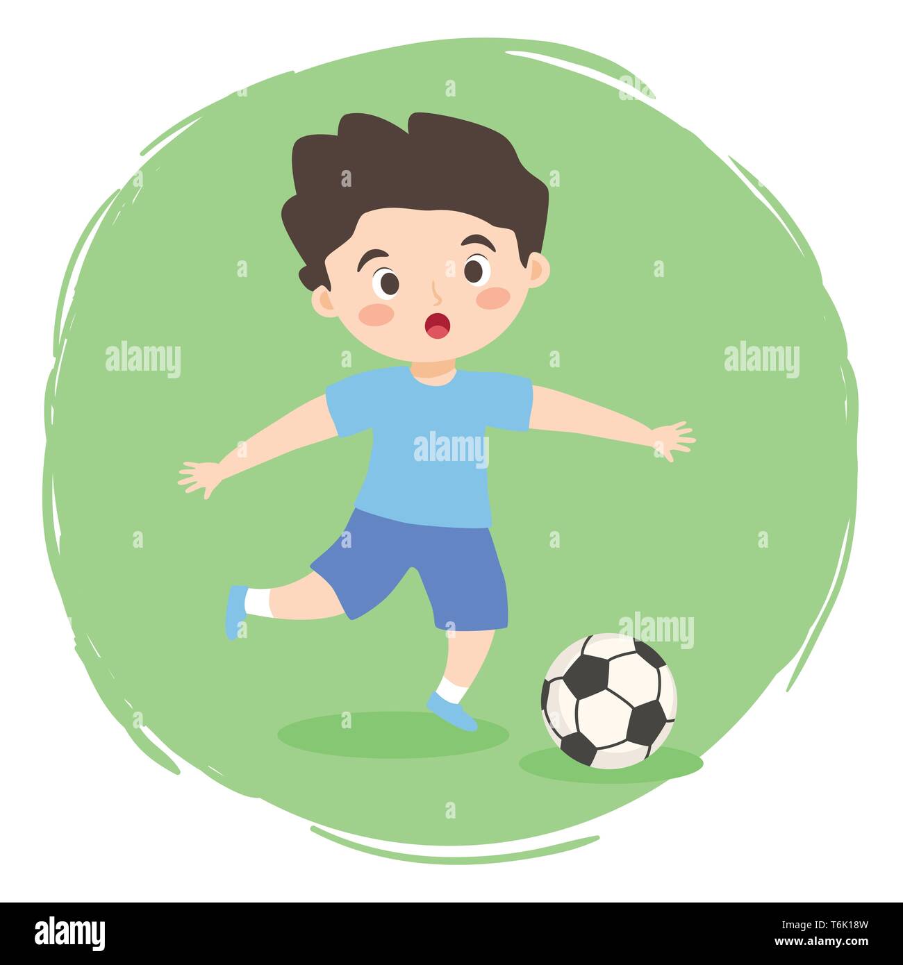 Boy Playing Football Soccer Cartoon Vector Stock Vector