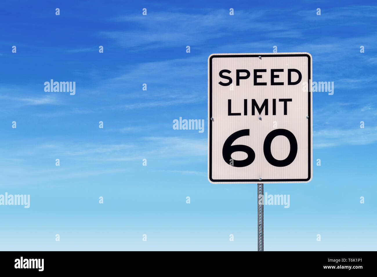 Speed Limit 60 Road Sign Stock Photo