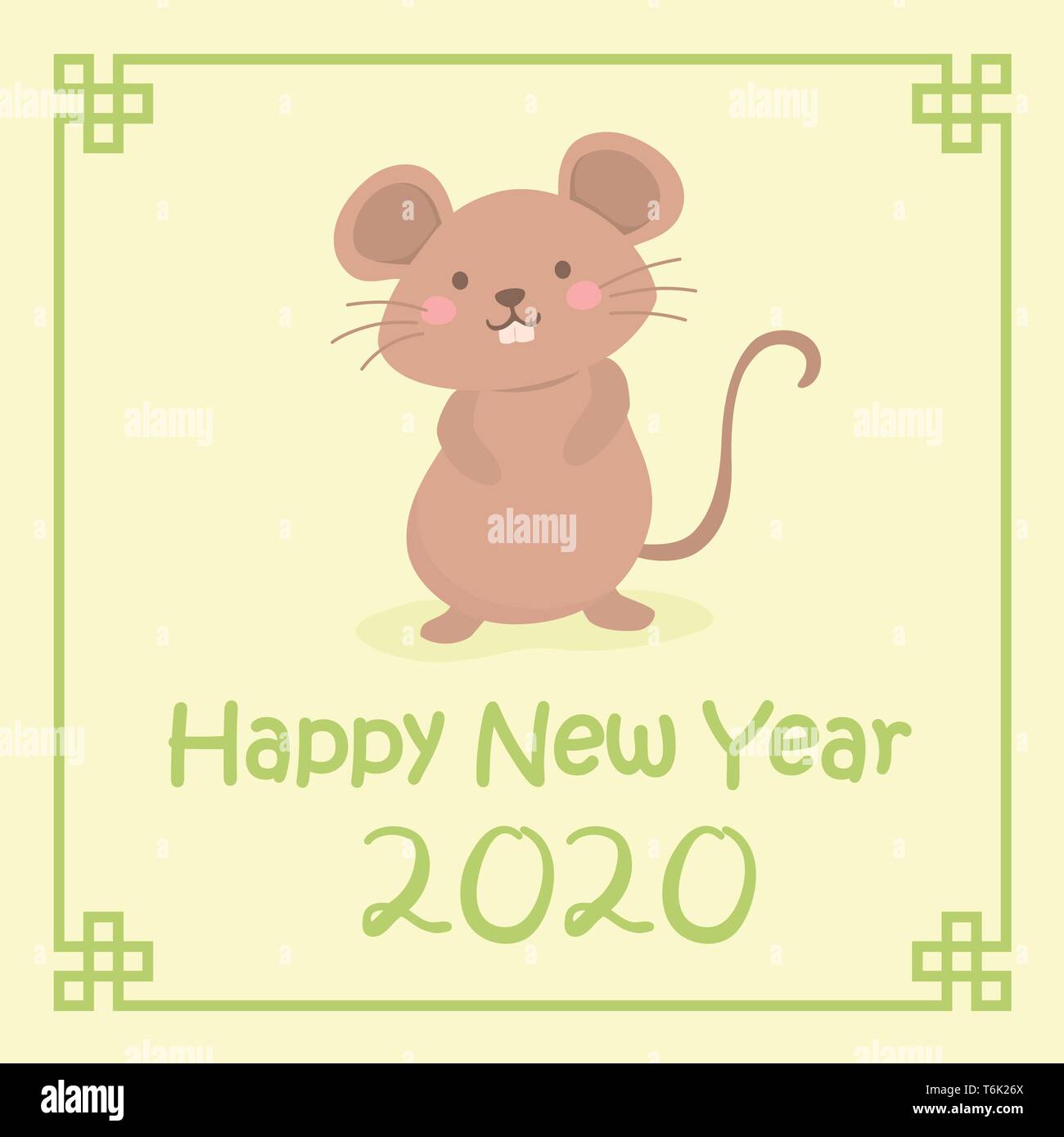 Chinese New Year 2020 Cute Rat Mouse Zodiac Character Vector Illustration Cartoon Greeting Card Stock Vector