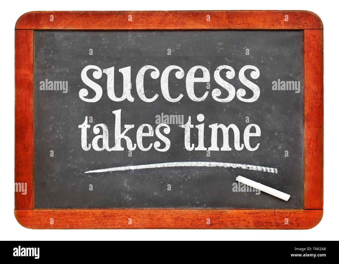 success takes time  - white chalk text on a vintage slate blackboard Stock Photo