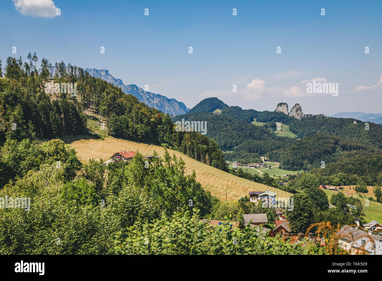 Idyllic mountain scenery in Hallein, Salzburg Stock Photo