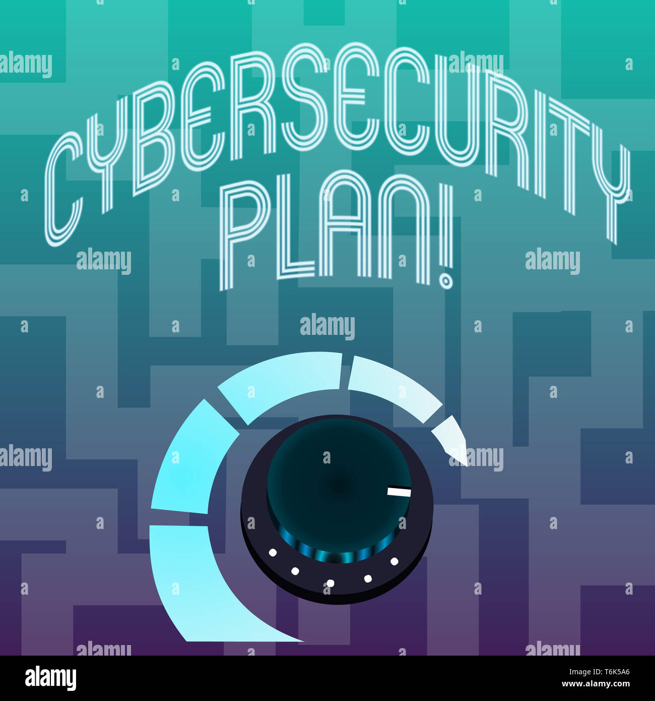 Text sign showing Cybersecurity Plan. Business photo text Techniques of protecting computer and system from attacks Volume Control Metal Knob with Mar Stock Photo