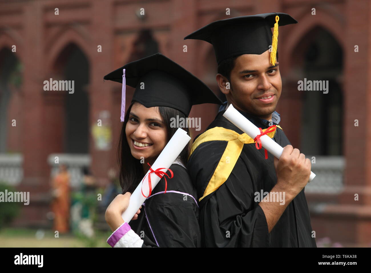Dhaka University graduates pose during their convocation ceremony at Curzon Hall premises. Dhaka, Bangladesh. Stock Photo