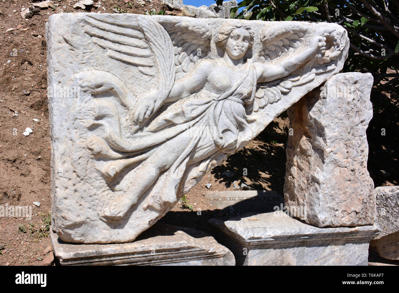 Stone carving of the goddess Nike, Ephesus, Turkey Stock Photo - Alamy