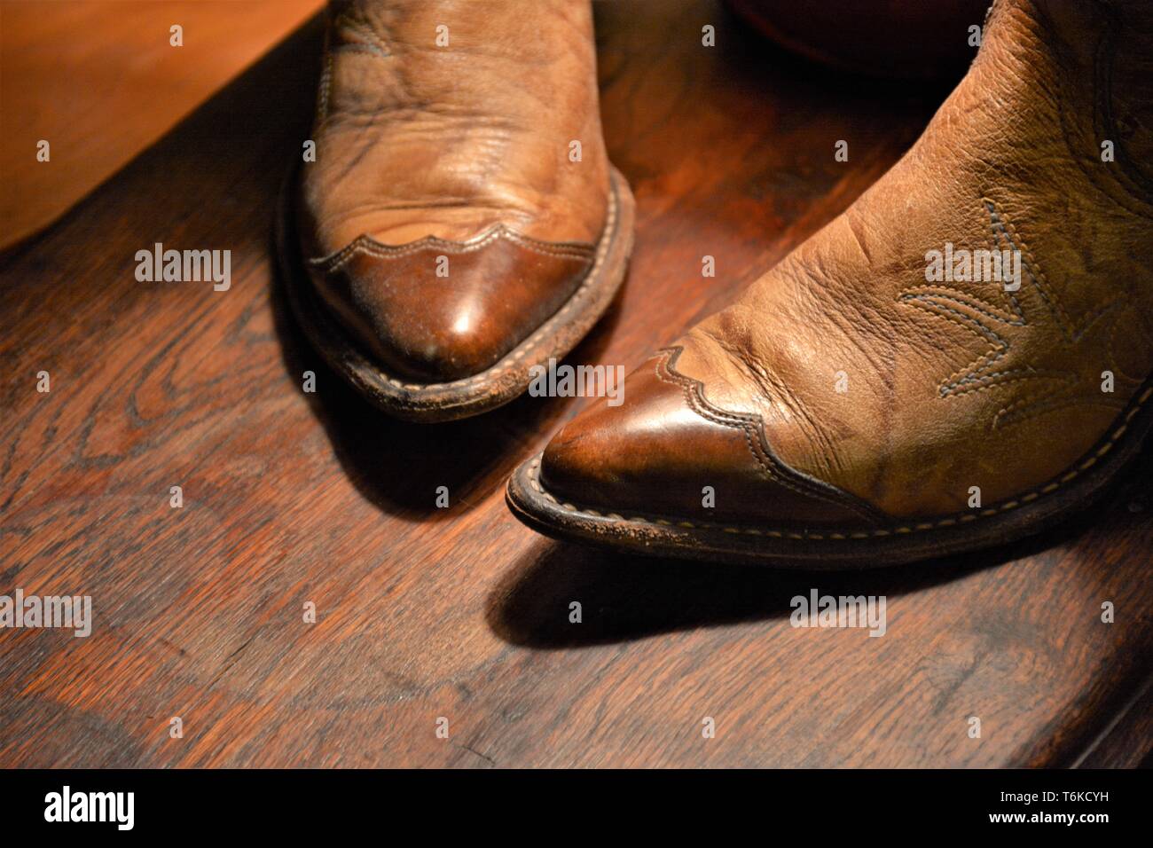 Used real hand made boots for cowboy and cowgirl in California USA America Stock Photo Alamy