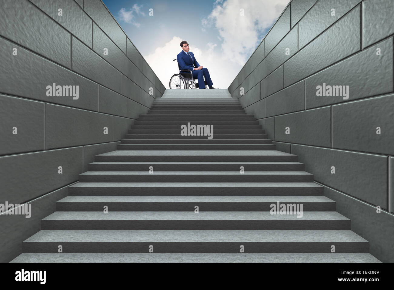Wheelchair stairs inaccessible handicapped accessibility hi-res stock ...