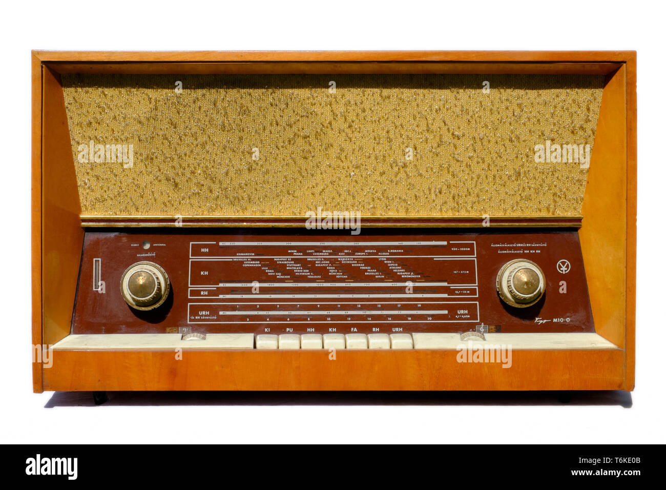large vintage mono radio set on white background zala county hungary Stock Photo