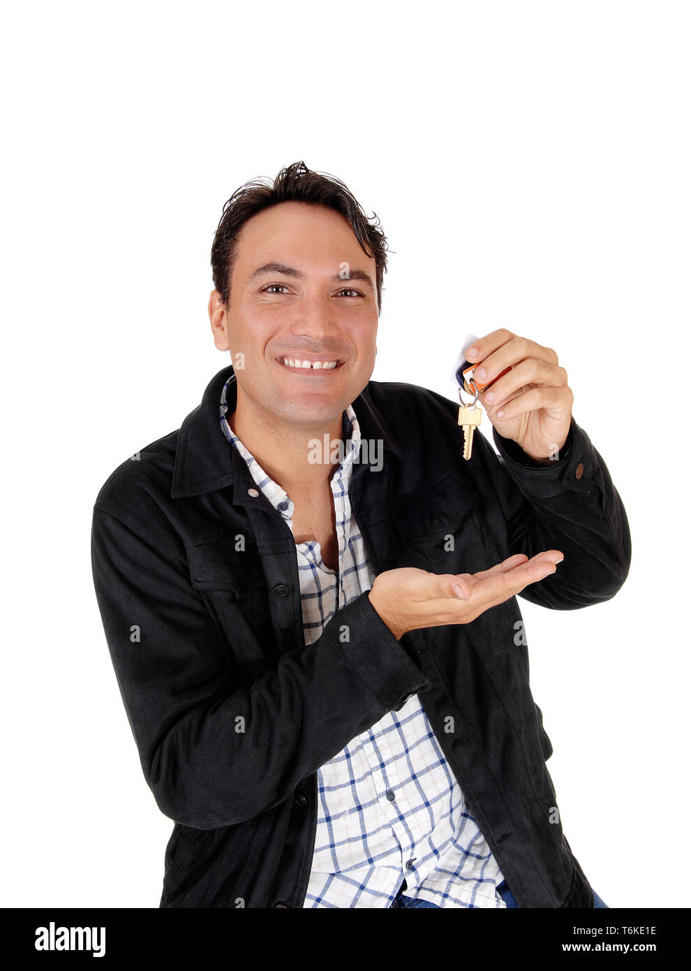 Happy man holding the key's to his new house Stock Photo