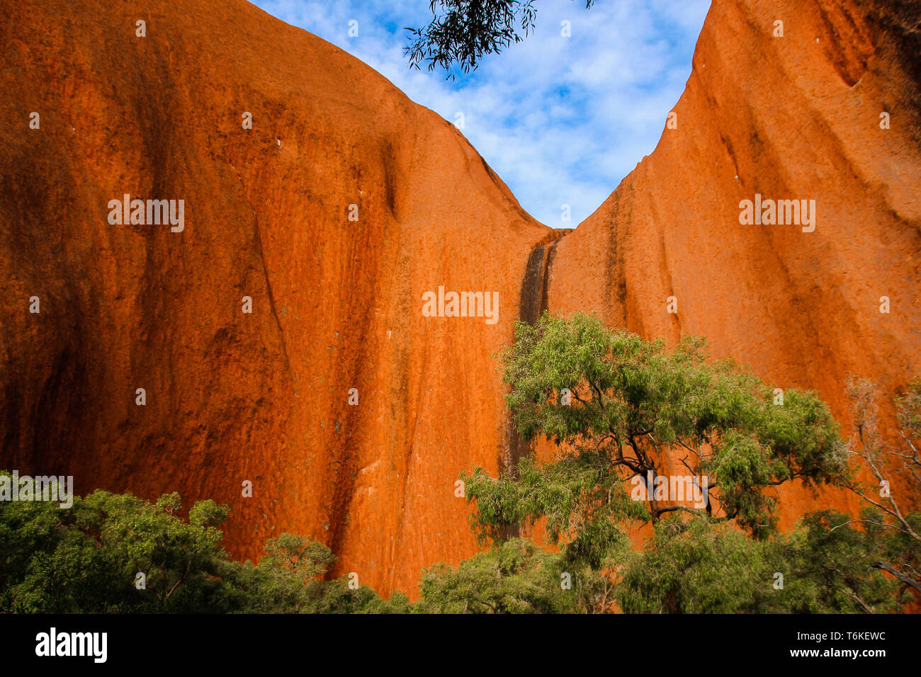 Rock Wall, Red Mountain Face Of The Ayers Rock, Uluru, In Central Australia Stock Photo