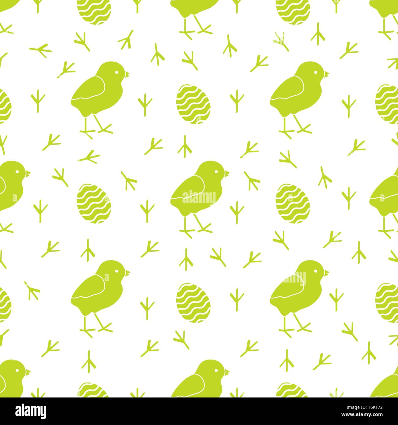 Seamless Pattern With Chicken Traces Of Chicken Decorated Eggs