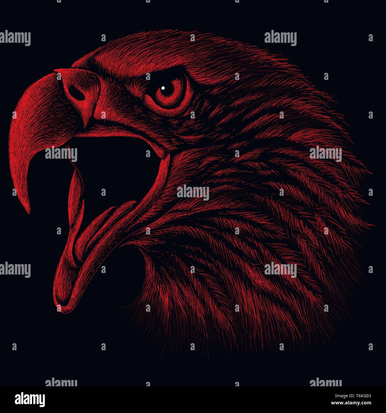 The Vector logo eagle for tattoo or T-shirt design or outwear.  Hunting style eagle background. Stock Vector