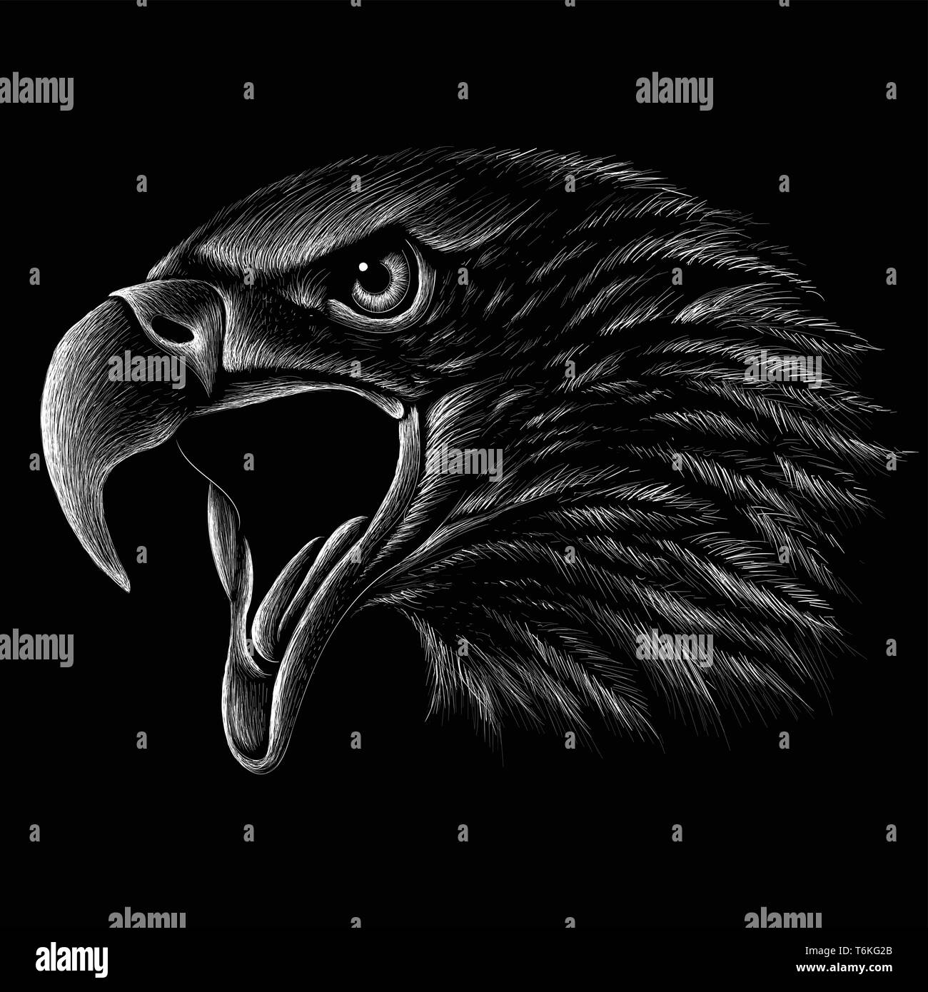 The Vector logo eagle for tattoo or T-shirt design or outwear.  Hunting style eagle background. Stock Vector