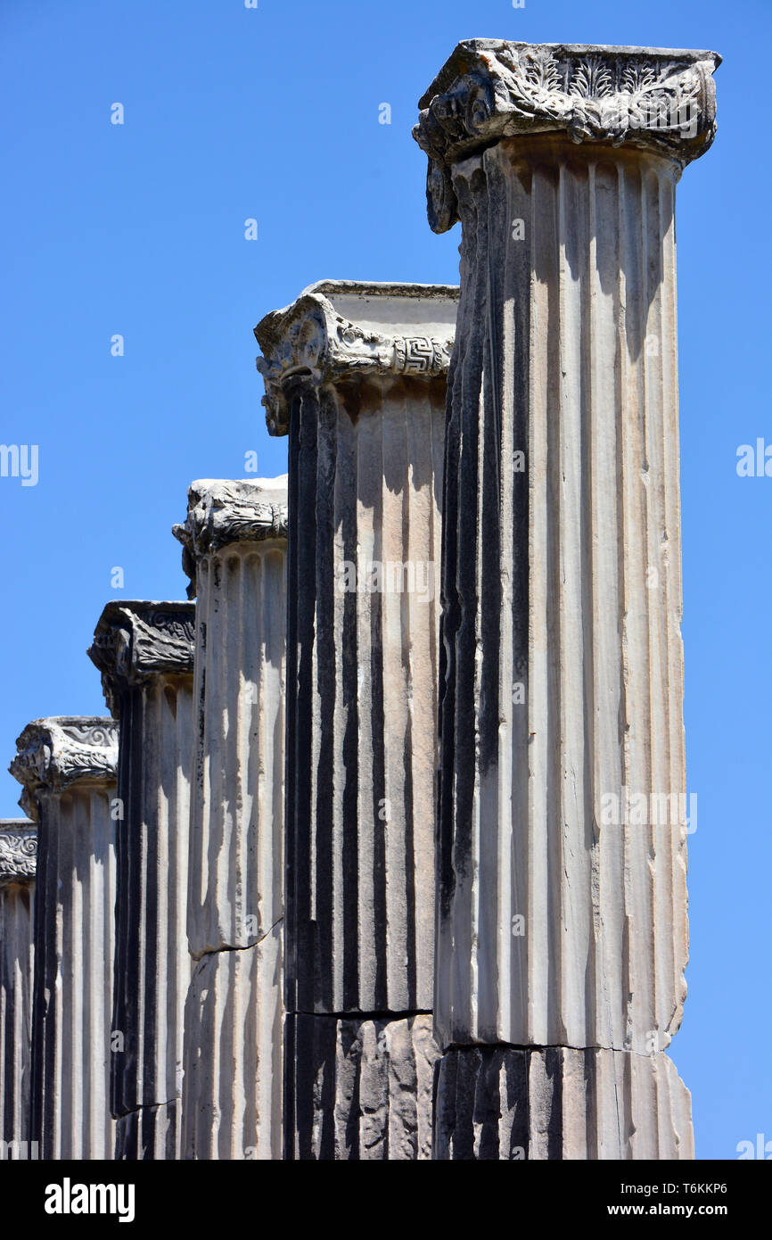 Columns,  Asclepion, Pergamon, Pergamum, Turkey, UNESCO World Heritage Site Stock Photo