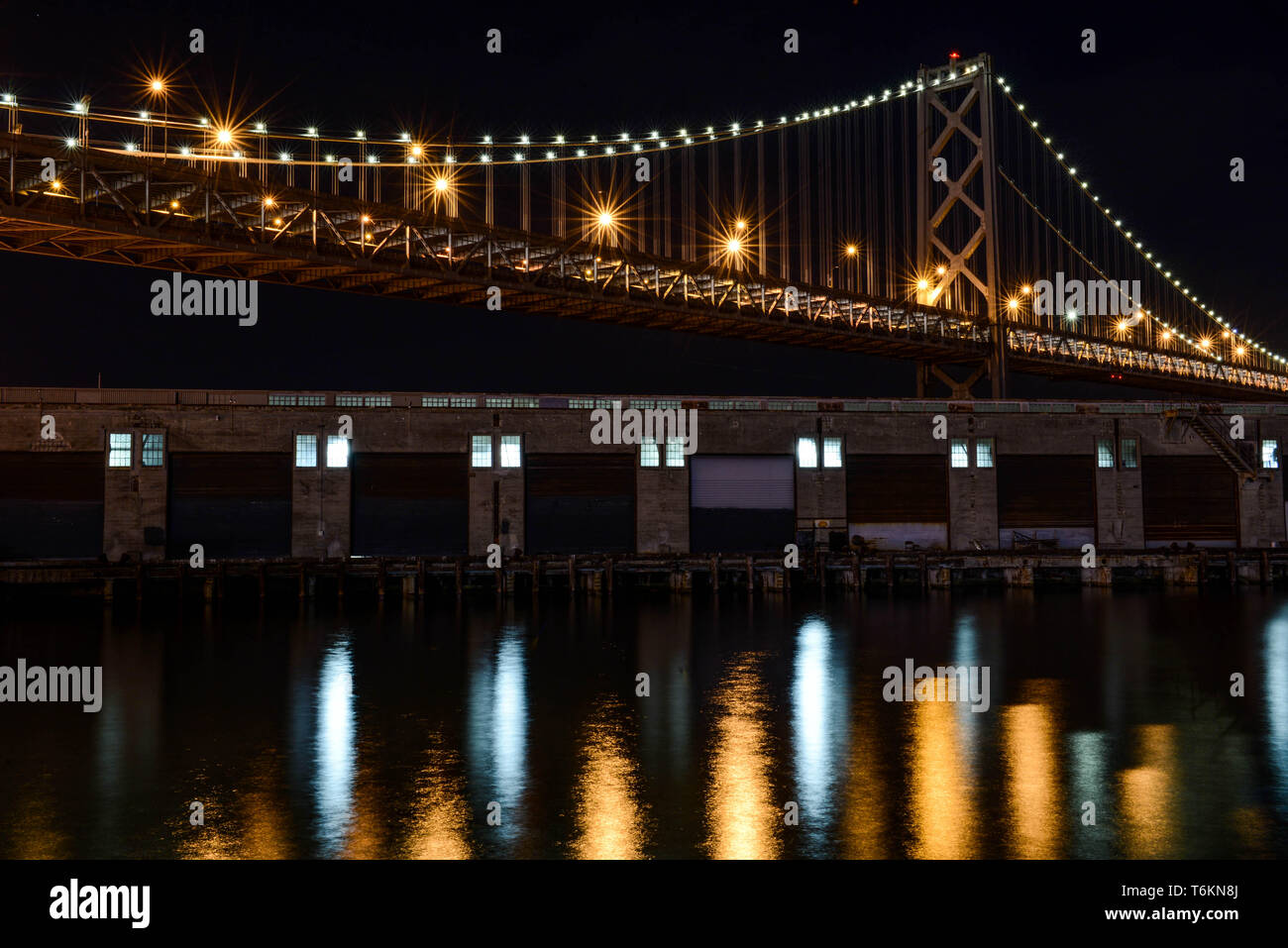 capturing the bay bridge in san francisco long exposure Stock Photo
