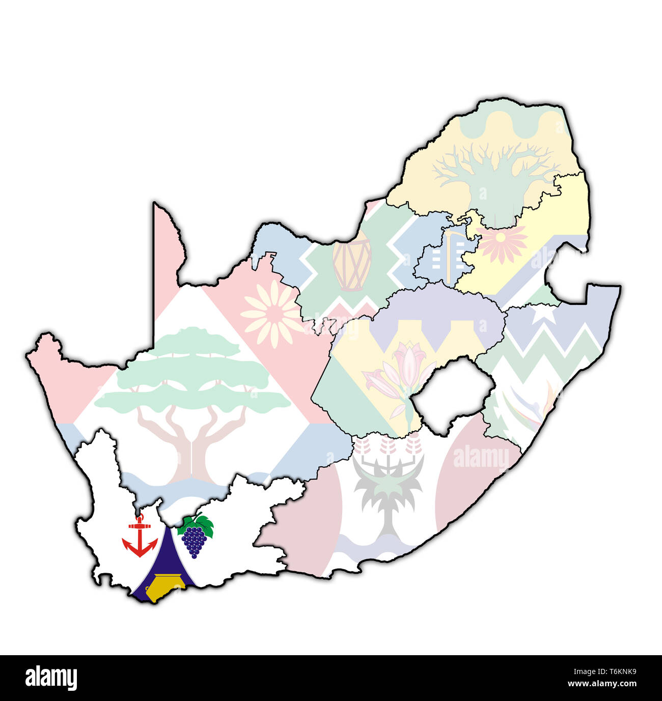 Western Cape Borders Map Emblem Of Western Cape Region On Map With Administrative Divisions And  Borders Of South Africa Stock Photo - Alamy