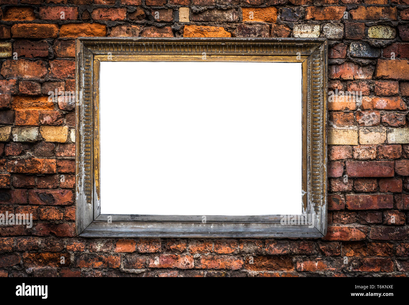 Retro Blank Art Frame On A Brick Wall Stock Photo