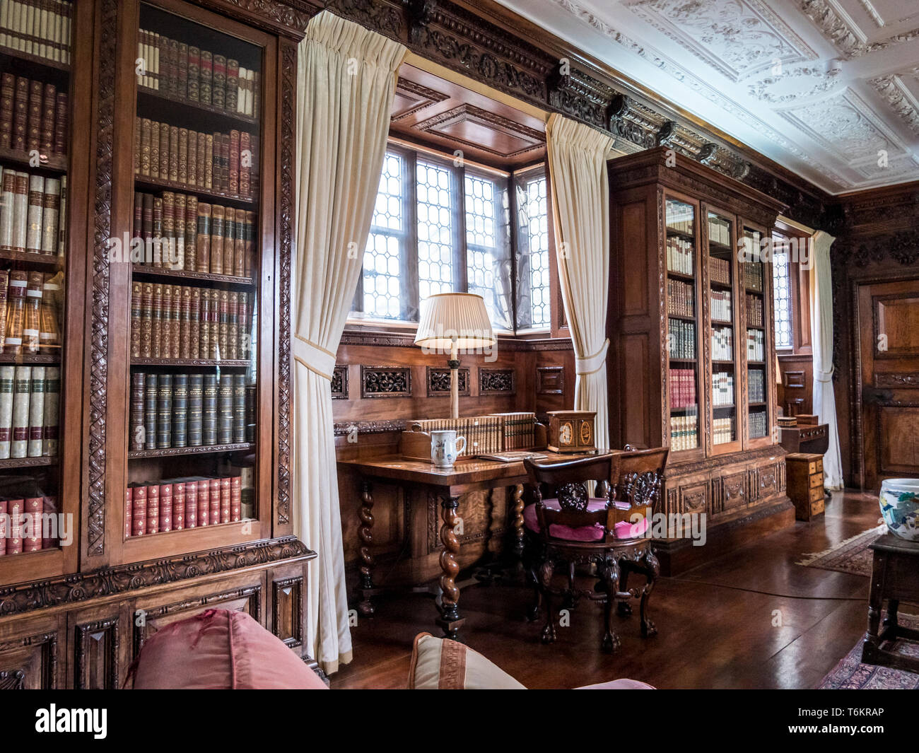 The interior and Library seen here, at Hever Castle in Kent near ...