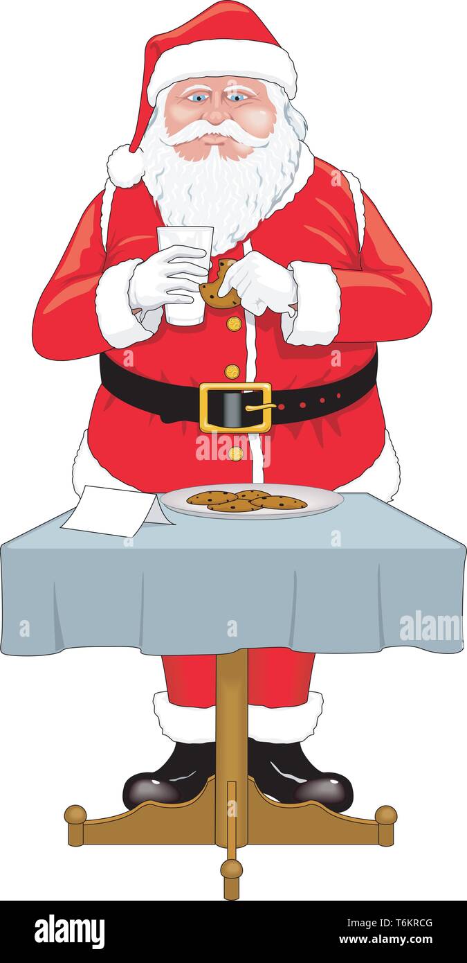 Santa Eating Cookies Vector Illustration Stock Vector Image & Art - Alamy
