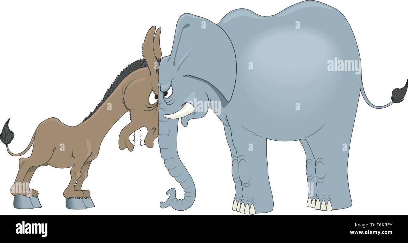 Democrats vs. Republicans Vector Cartoon Illustration Stock Vector
