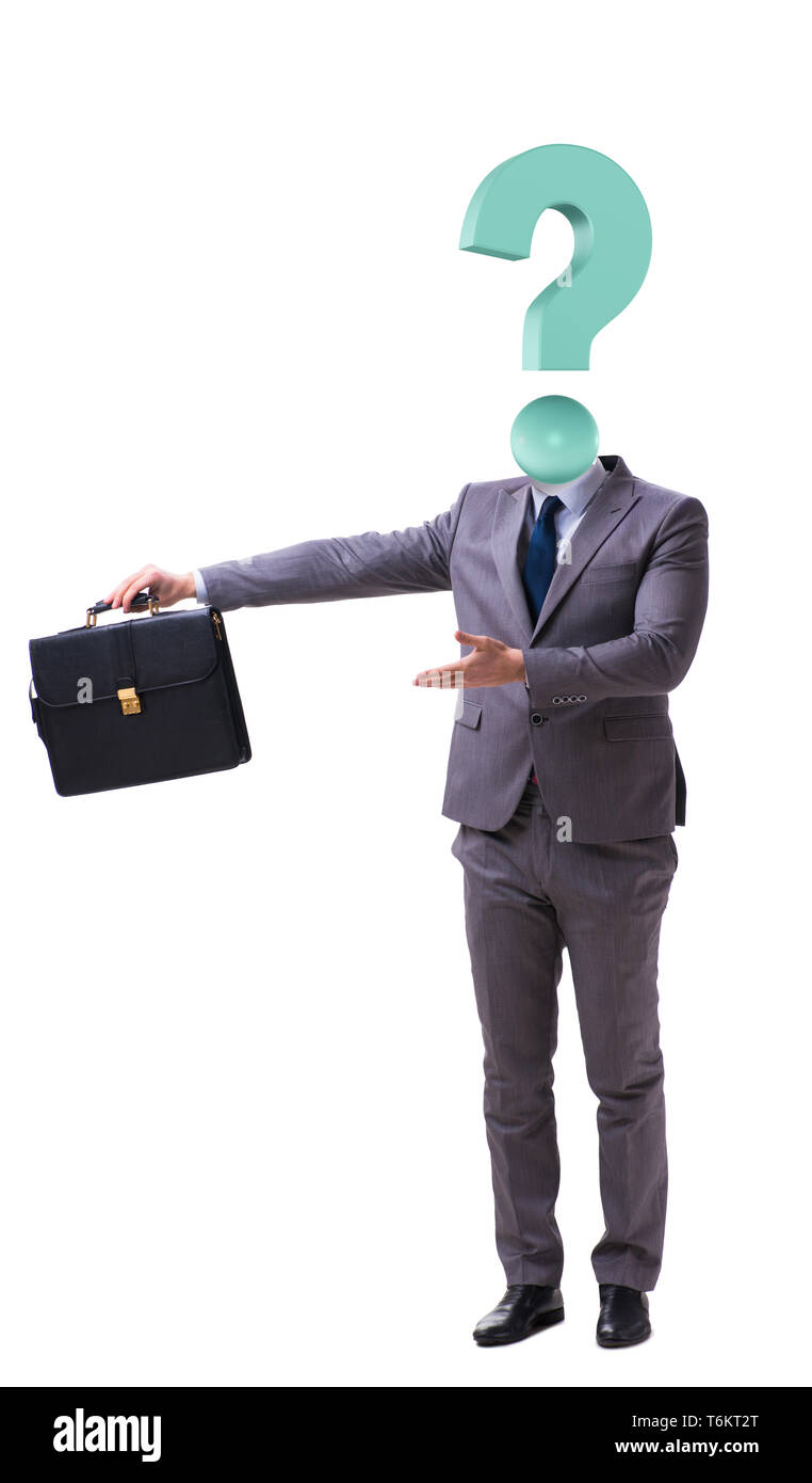 Businessman with question mark instead of his head Stock Photo Alamy
