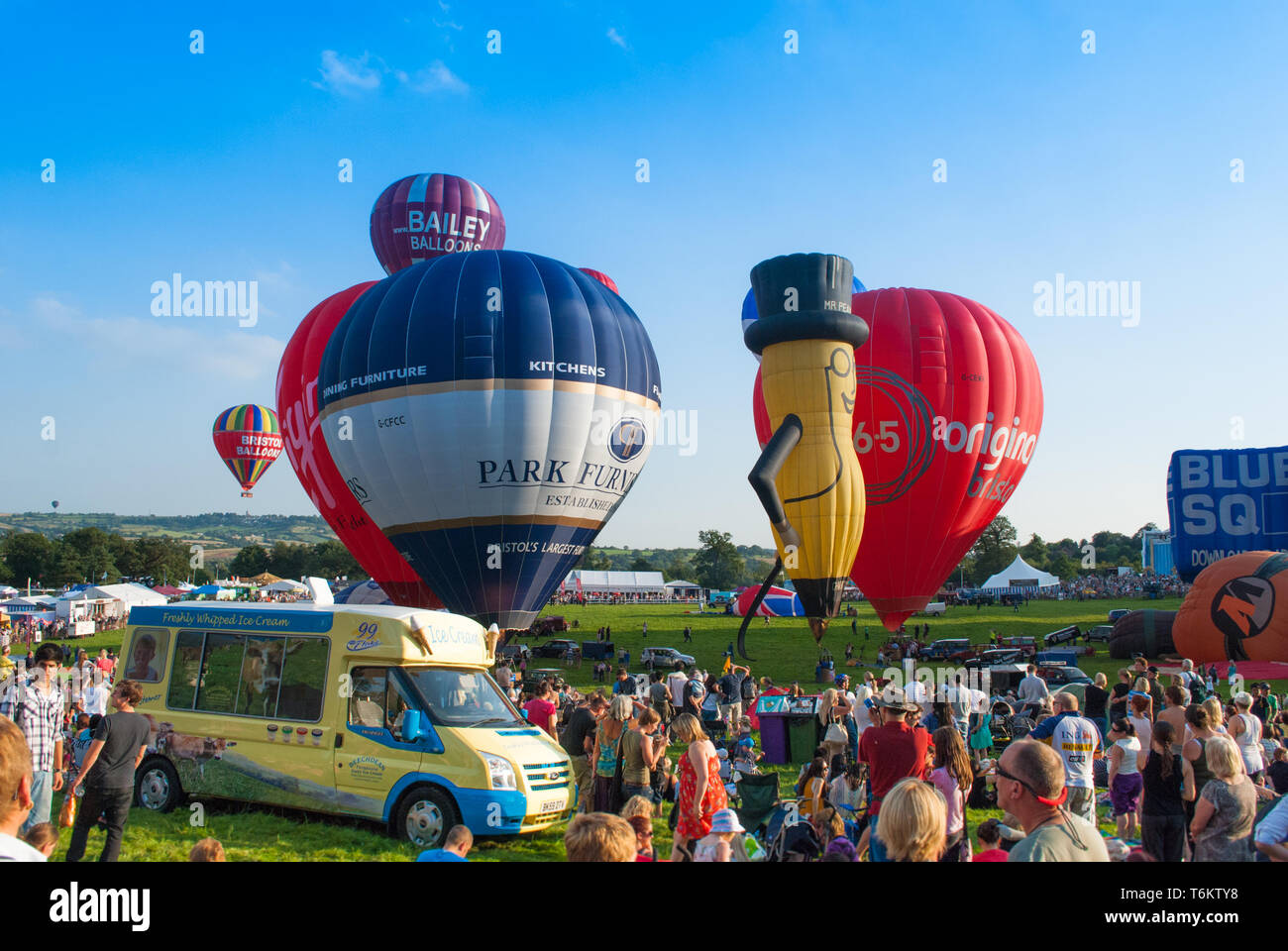 The annual Bristol International Balloon festival, spectators watching the event. Stock Photo