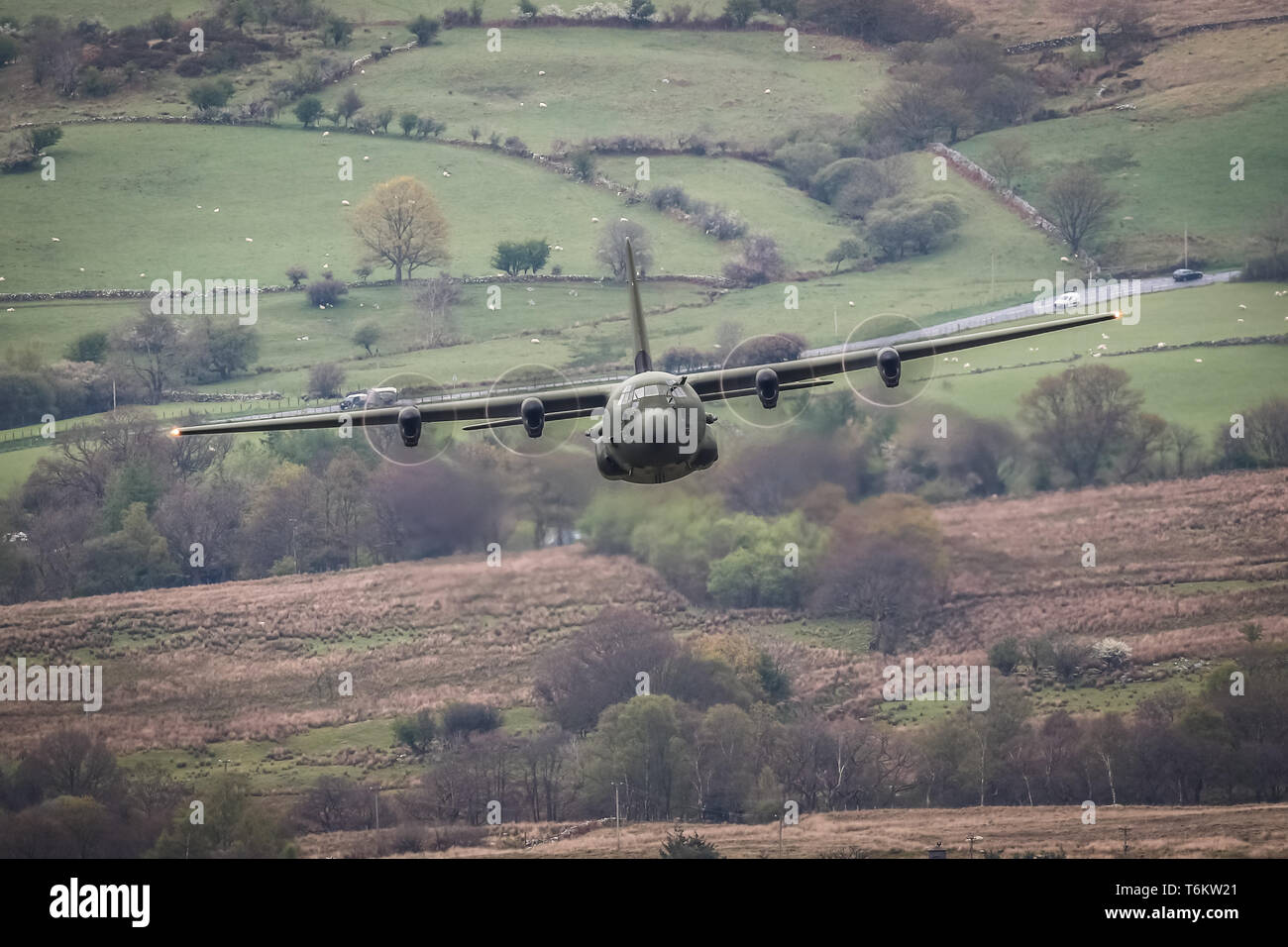 RAF Hercules from RAF Brize Norton, flying the Mach Loop Stock Photo