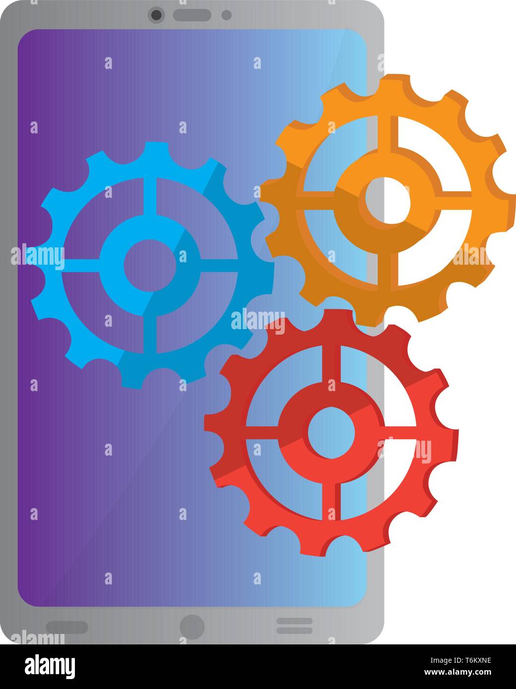 Smartphone with a gears icon Stock Vector Image & Art - Alamy