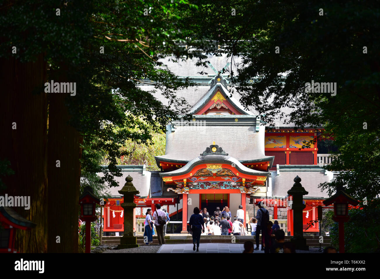 Sacred Religious Site of Kirishima Shrine in Kagoshima, Japan Stock Photo