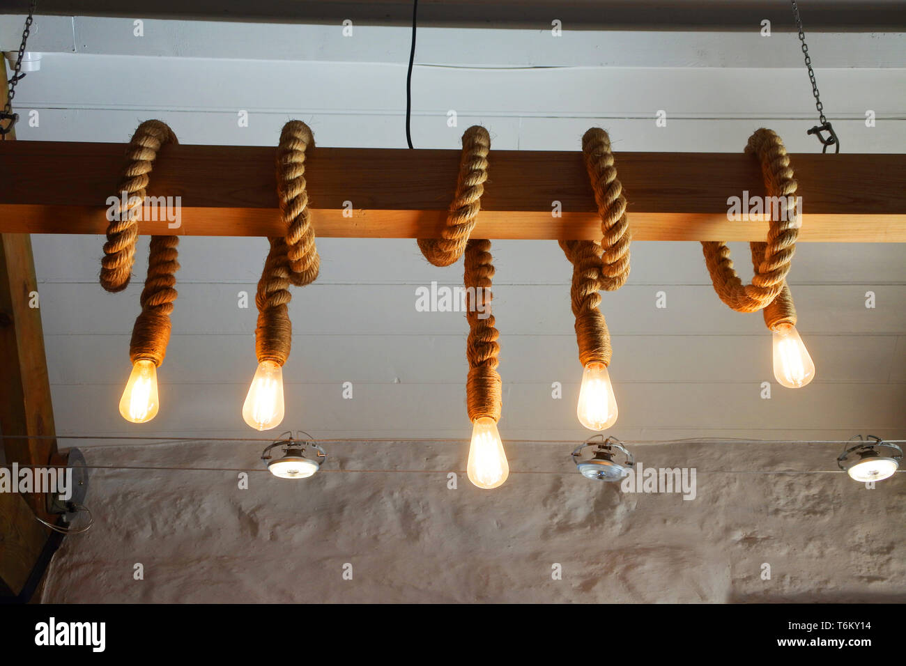 Rope lights hanging from ceiling hi-res stock photography and images - Alamy