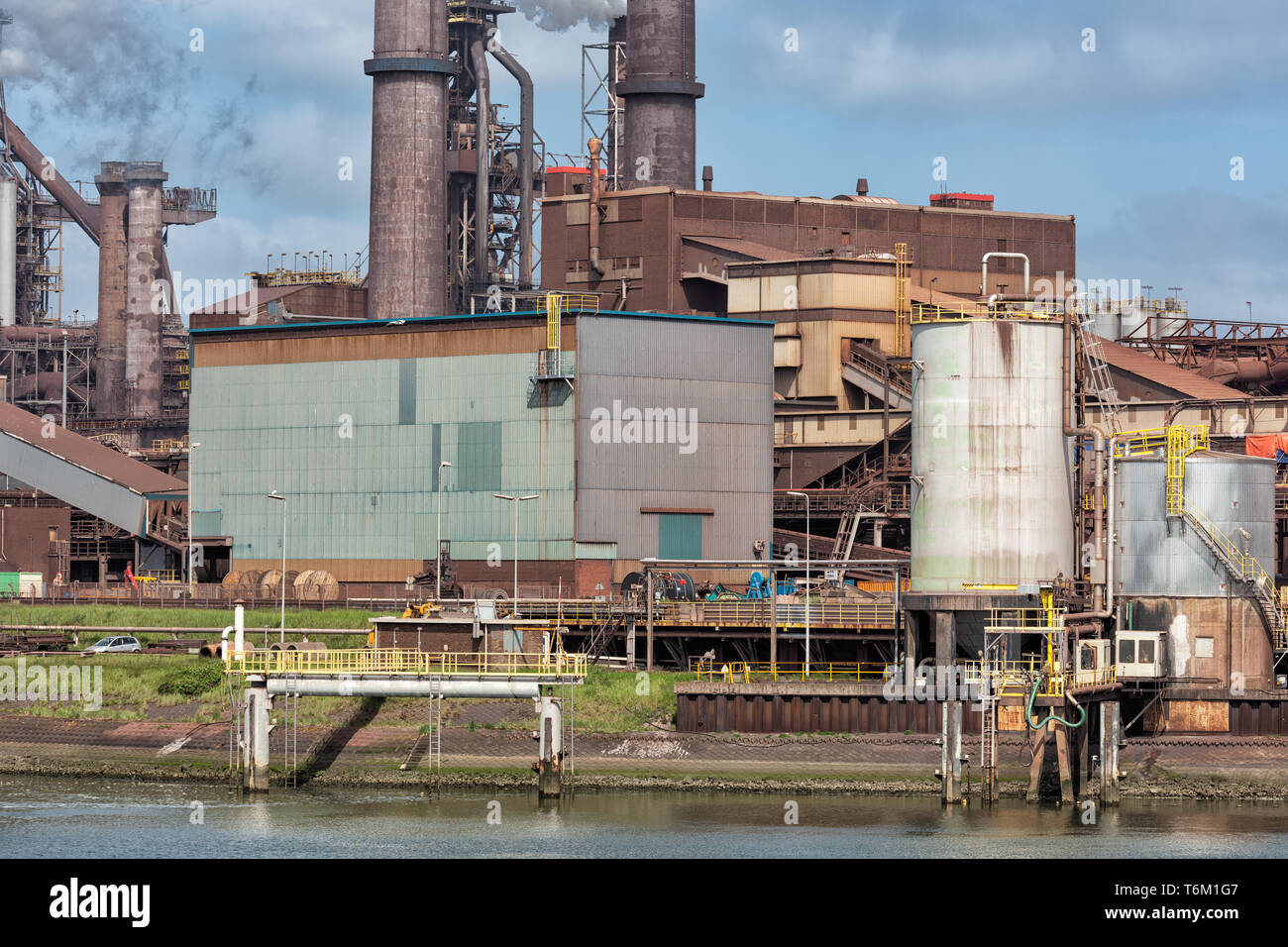 Steel factory in harbor IJmuiden, The Netherlands Stock Photo