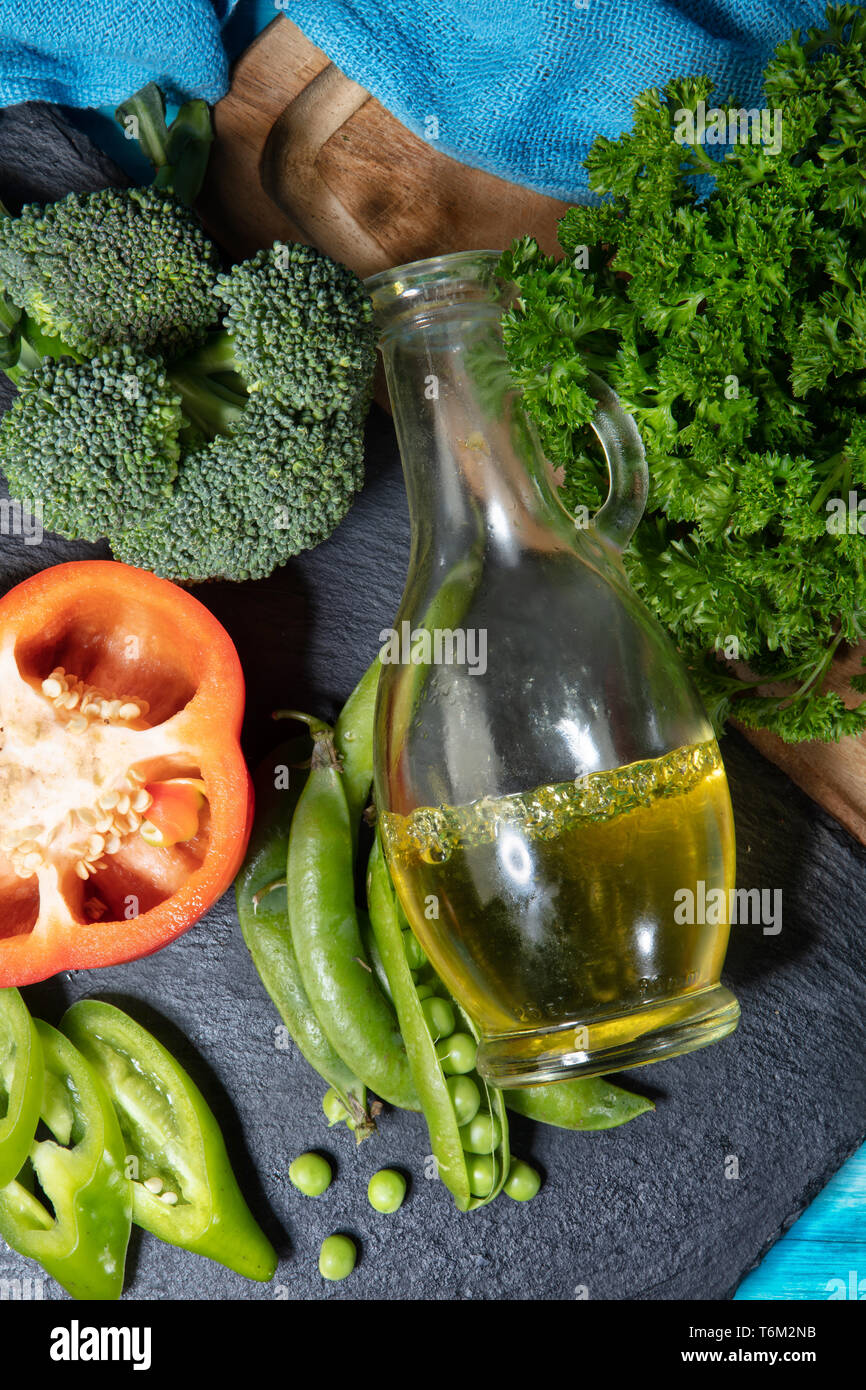 Oil And Vegetables Stock Photo Alamy