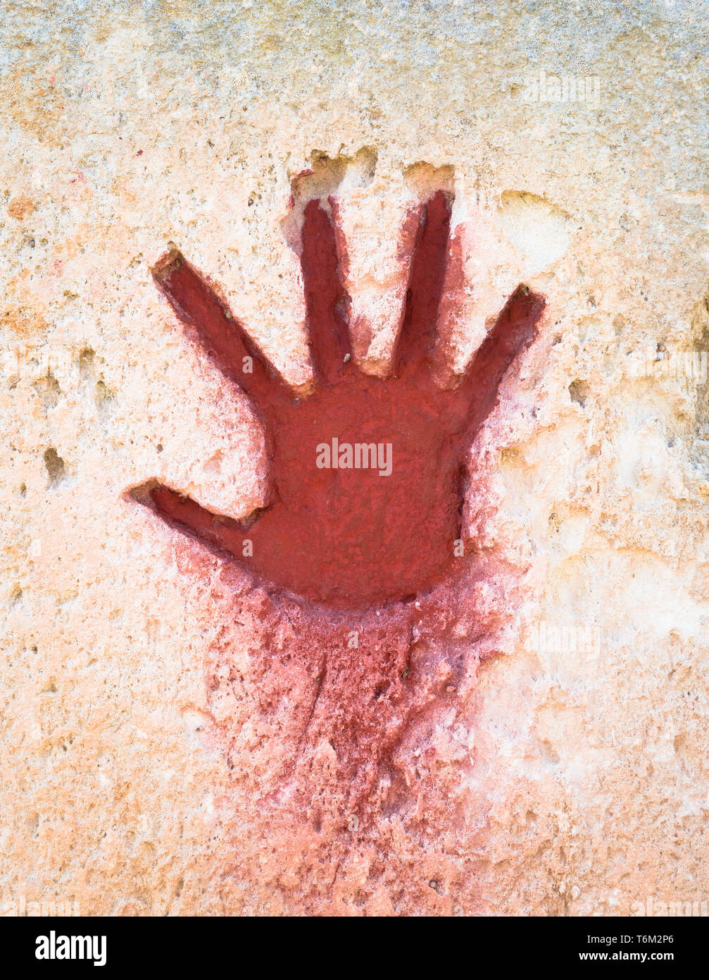 Red hand on stone - graphic gothic element Stock Photo - Alamy