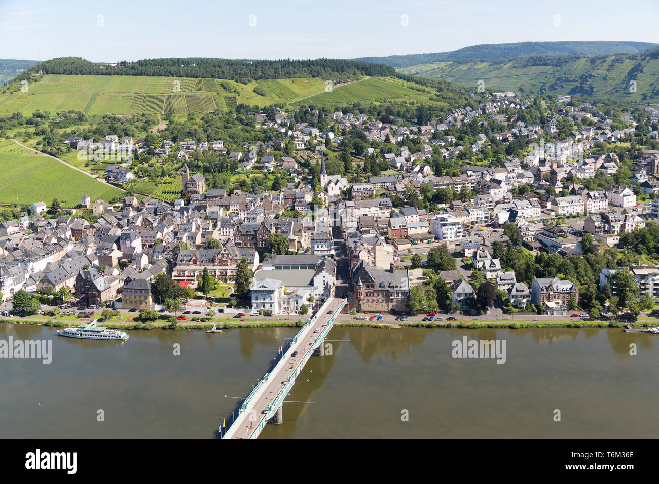 German city Traben Trarbach along the river Moselle Stock Photo