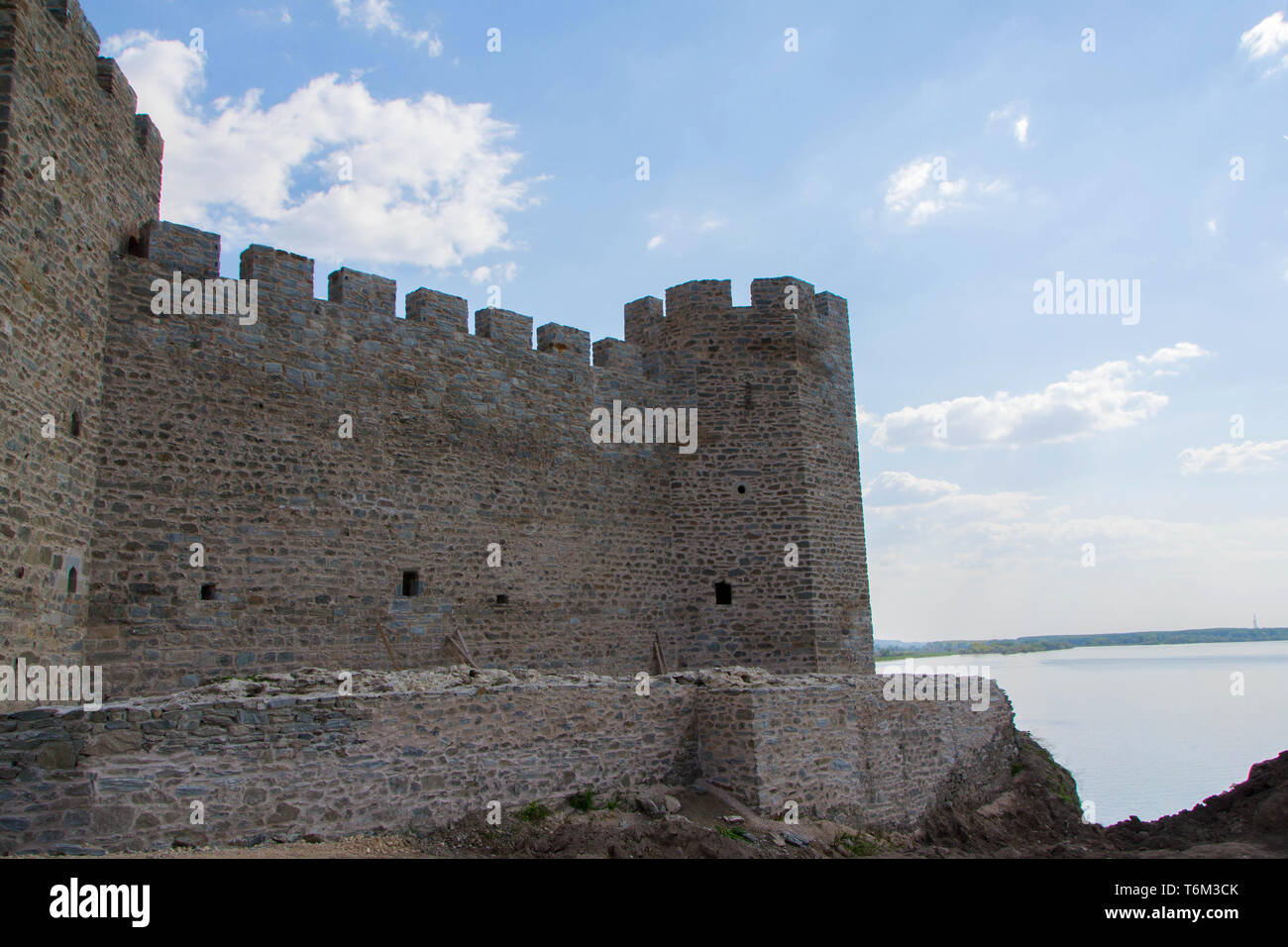The Ram Fortress is a 15th century fort situated on a steep slope on the  right bank of the Danube, in the village of Ram, municipality of Veliko  Gradi Stock Photo -