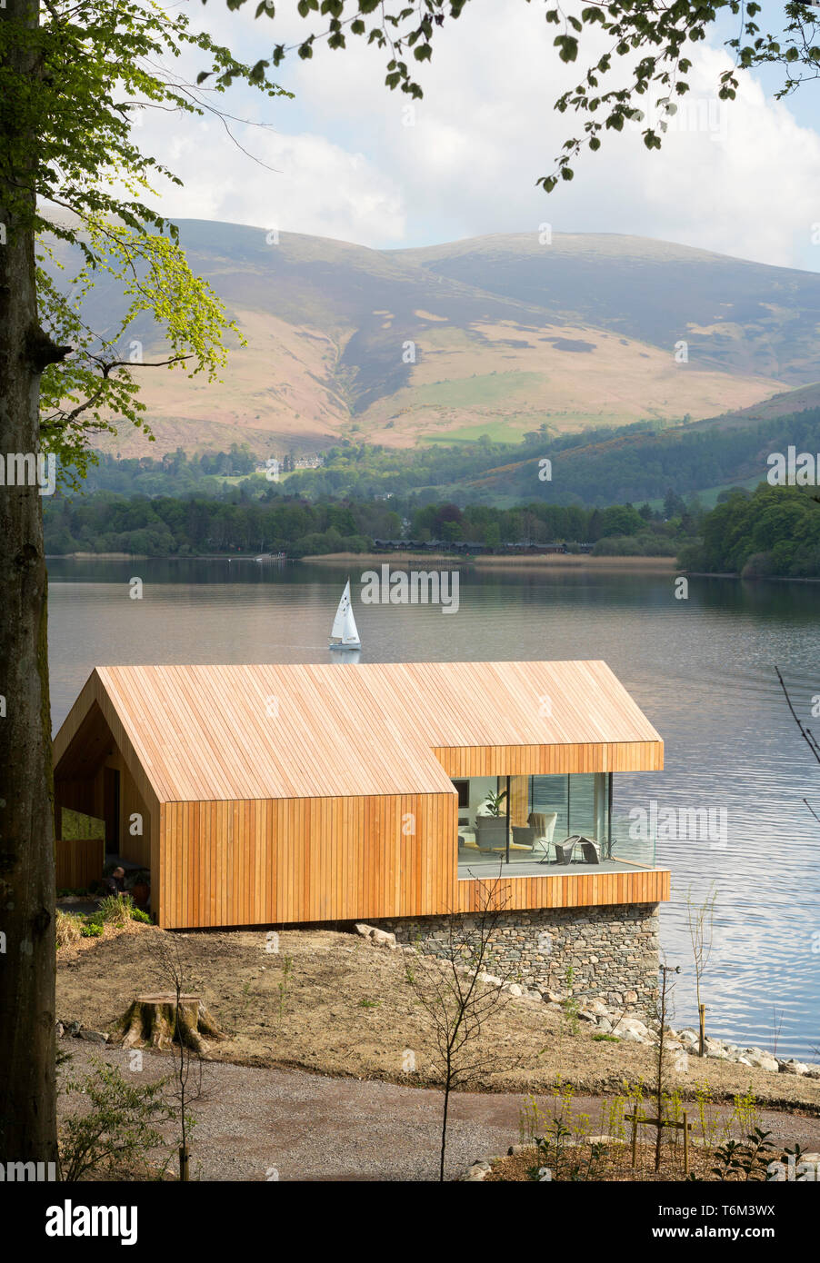 Lingholm Estate boathouse on Derwent Water near Portinscale, Cumbria