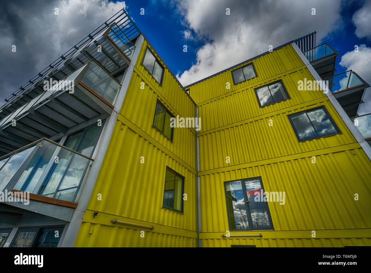 View of housing made from ship containers Stock Photo - Alamy