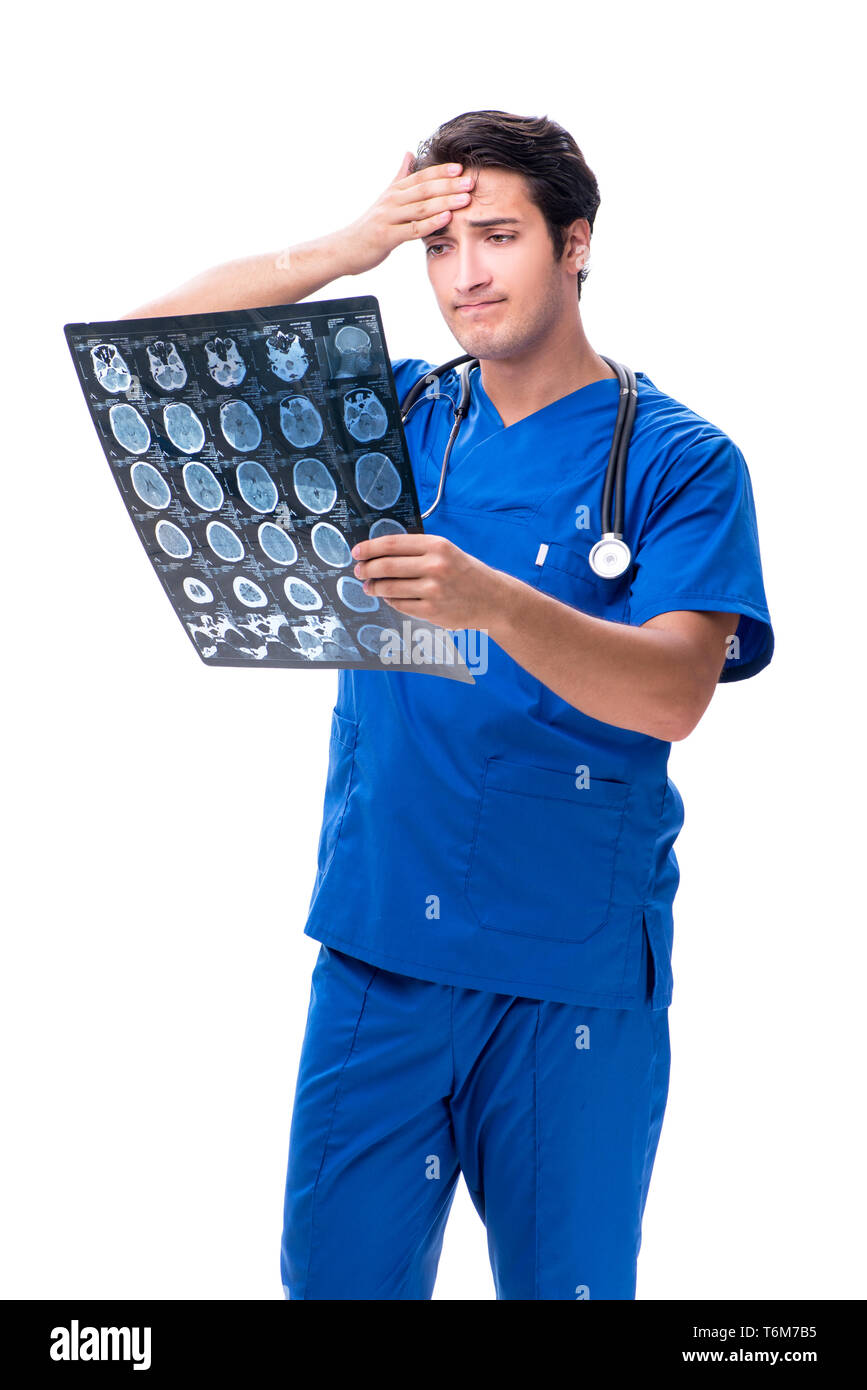 Radiologist doctor with x-ray image isolated on white Stock Photo - Alamy
