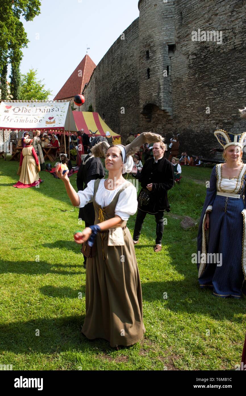 The Medieval Festival by Olde Hansa in Tallinn Stock Photo