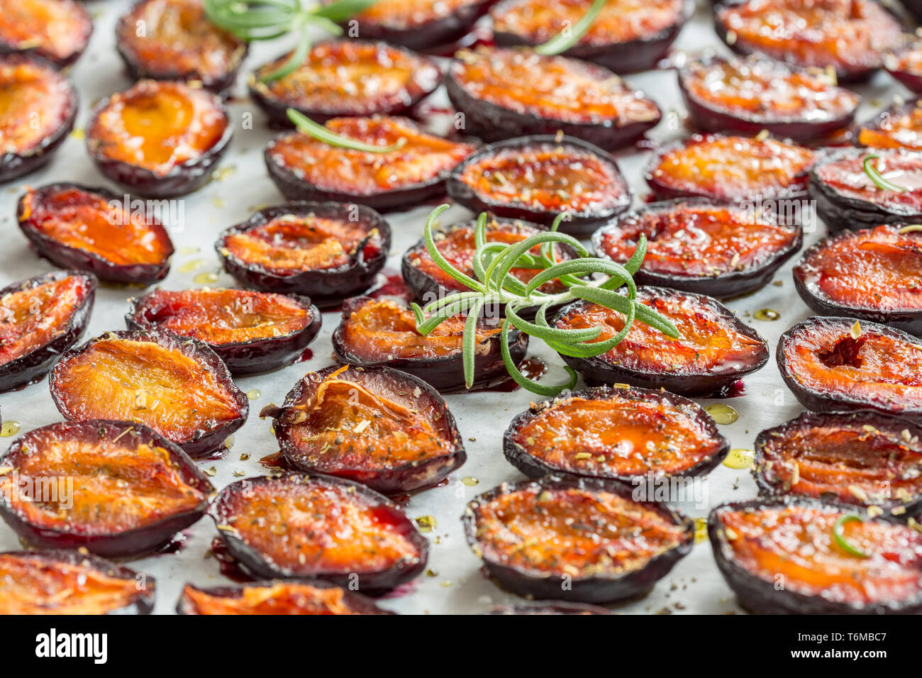 Spicy dried plums close-up. Stock Photo