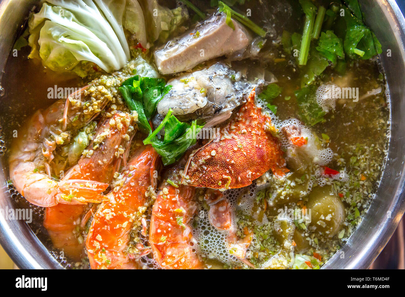 Seafood hot pot Stock Photo Alamy