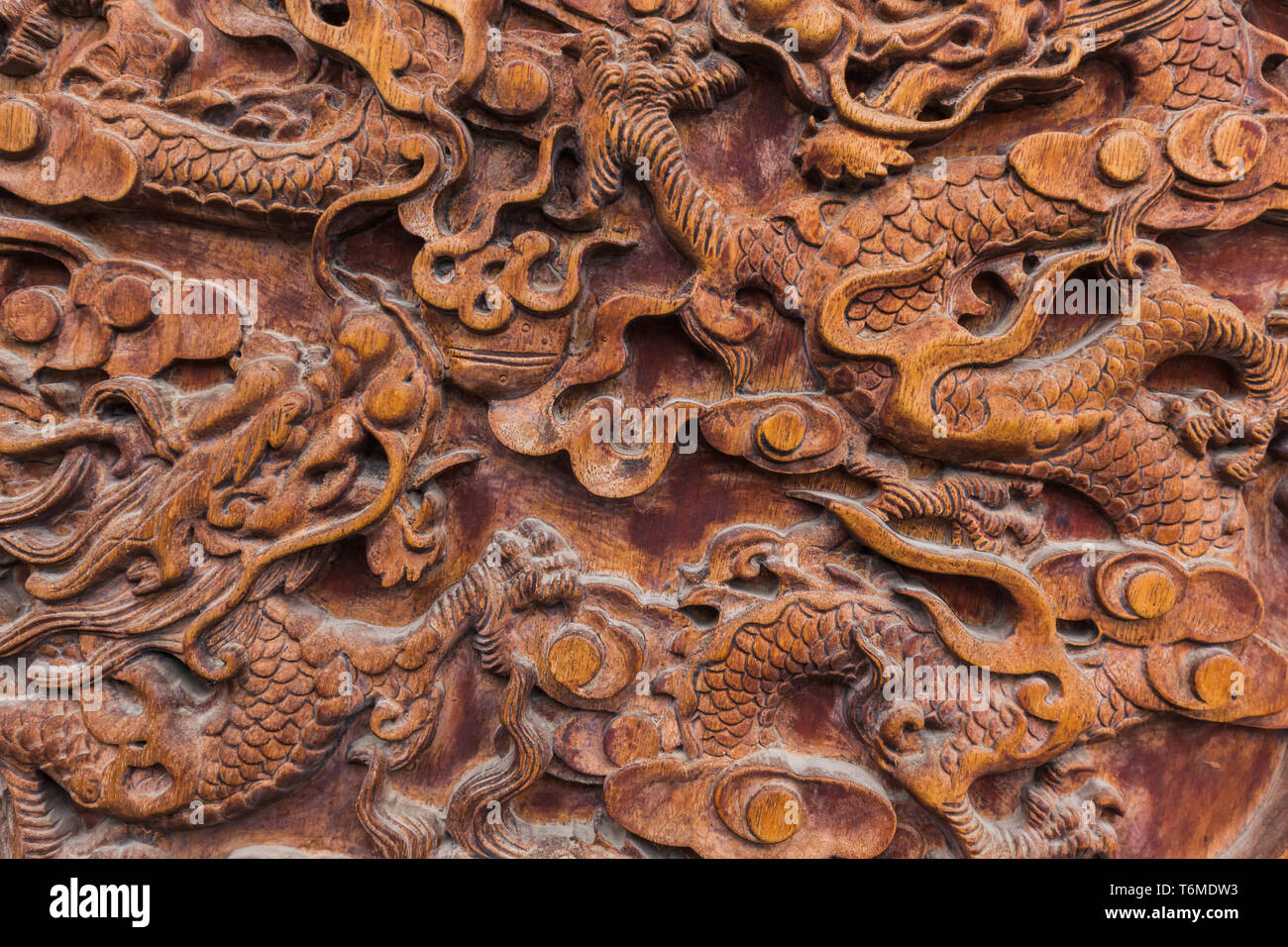 Abstract chinese pattern on wood Stock Photo