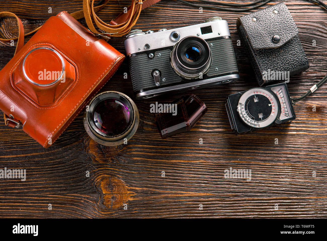 Exposure meter and retro camera Stock Photo Alamy