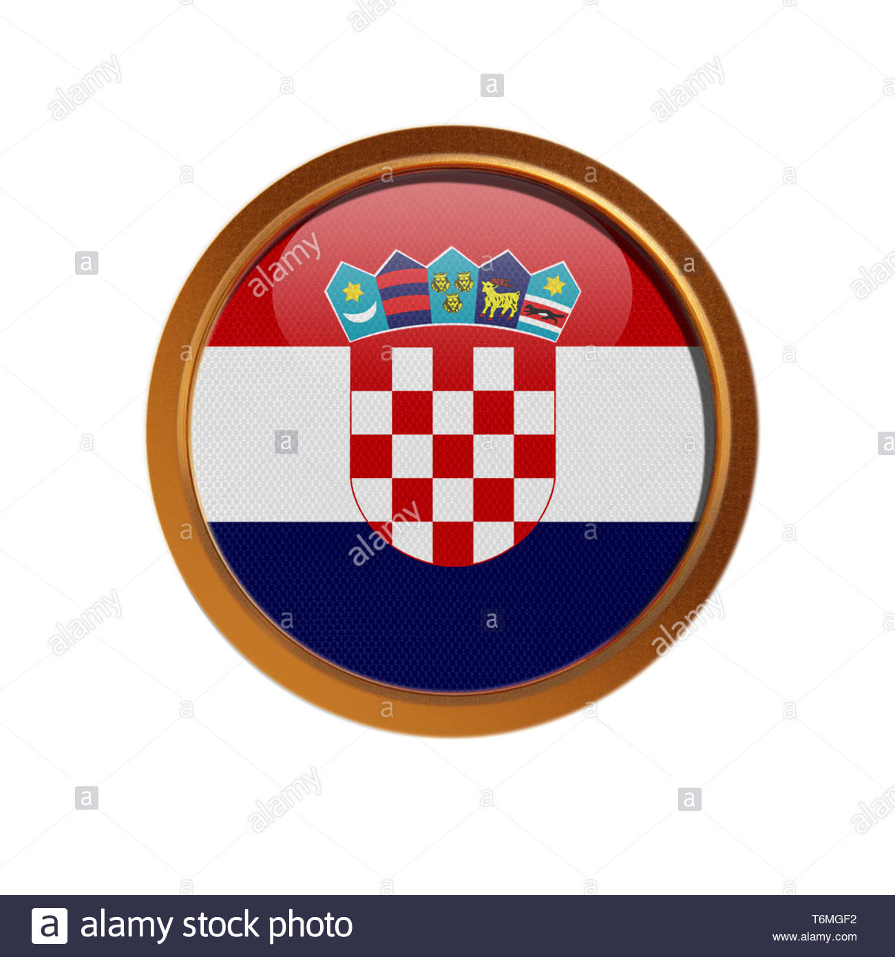 Flag Croatia Round Glossy Icon Stock Photos Flag Croatia