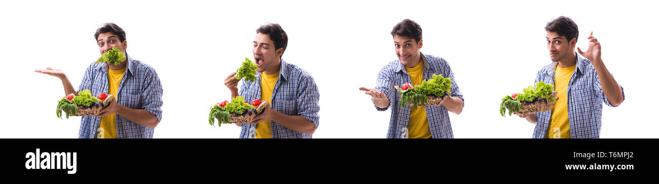 Man with basket of fruits and vegetables Stock Photo - Alamy