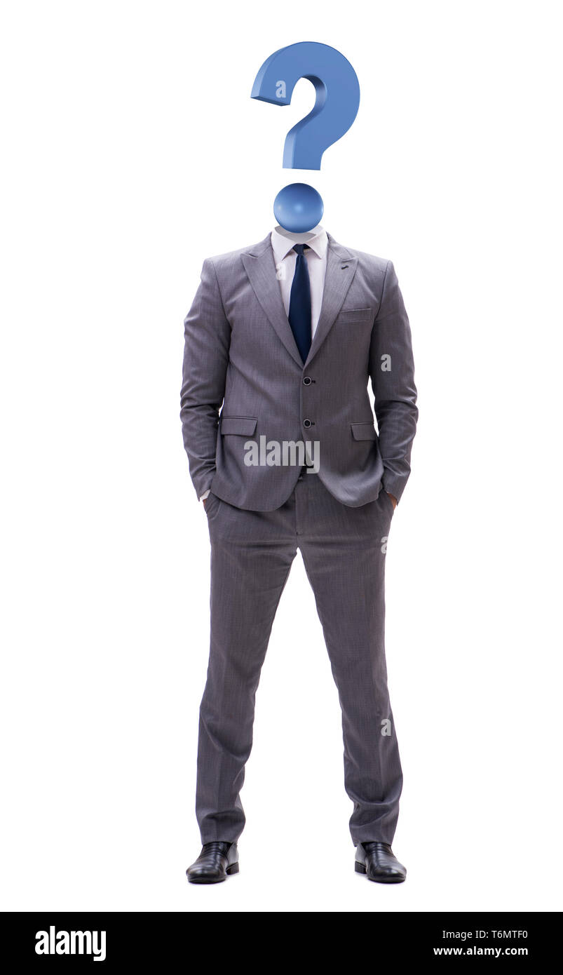 Businessman with question mark instead of his head Stock Photo - Alamy