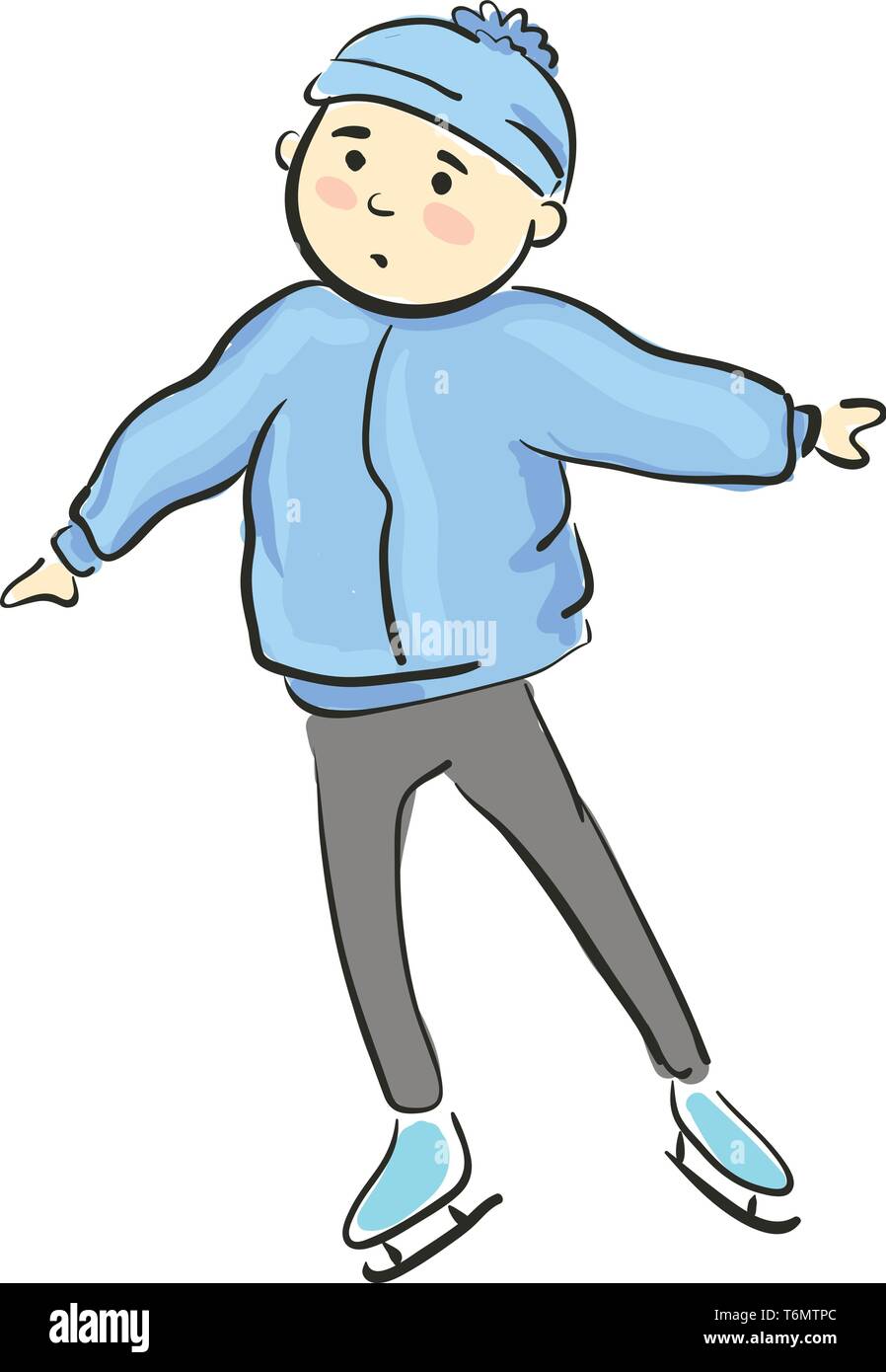 Young boy ice skating vector illustration Stock Vector Image & Art - Alamy