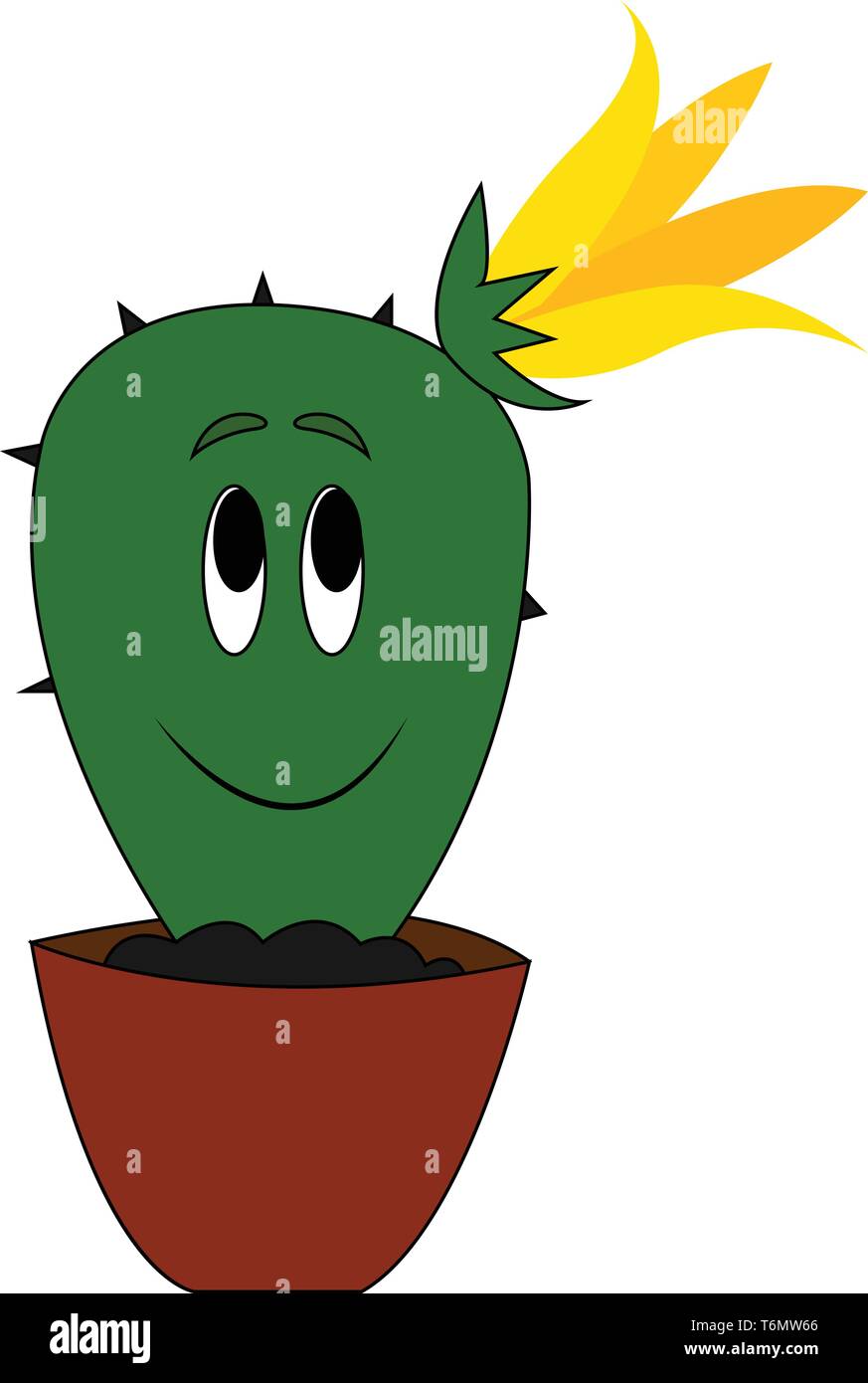 Cute cactus with yellow flower vector illustration Stock Vector