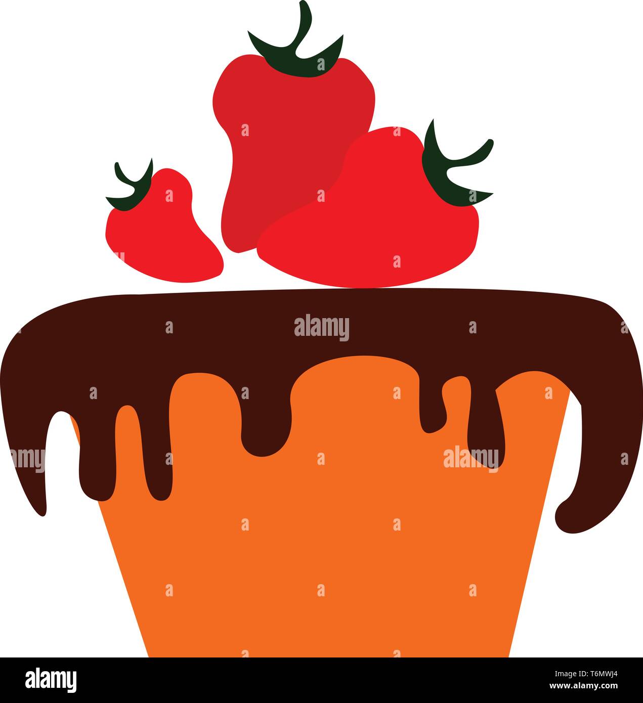 Chocolate cake with strawberries vector illustration Stock Vector Image ...